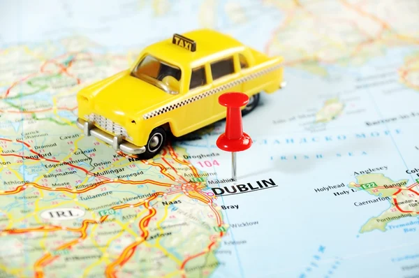 Dublino Irlanda, Regno Unito mappa taxi auto — Foto Stock