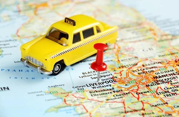 Liverpool UK  map taxi — Stock Photo, Image