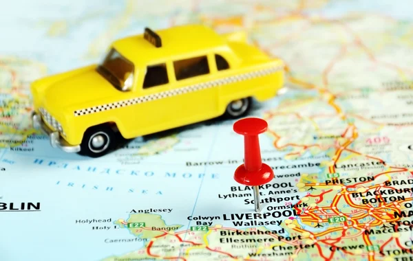 Liverpool Reino Unido mapa táxi Fotografias De Stock Royalty-Free