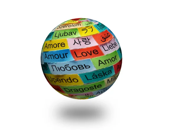 Love multilingual word 3d ball — Stock Photo, Image