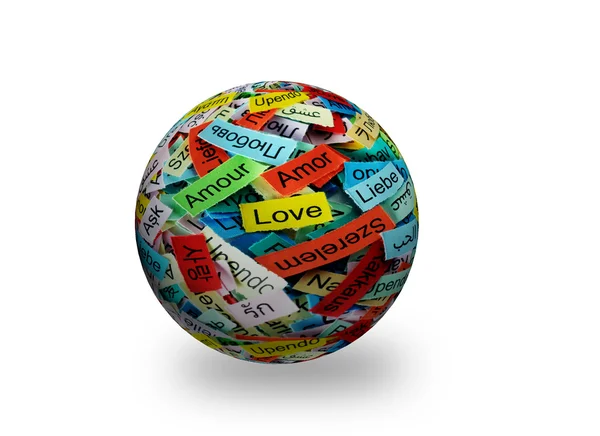 Любовь многоязычный слово 3d мяч — стоковое фото