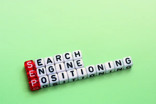 Posicionamiento del motor de búsqueda SEP en verde — Foto de Stock