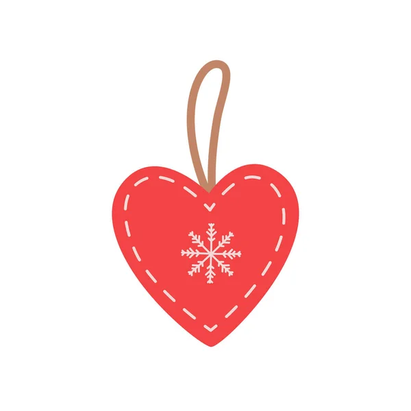 Noël dessiné à la main et le nouvel an jouet-coeur isolé sur blanc. — Image vectorielle