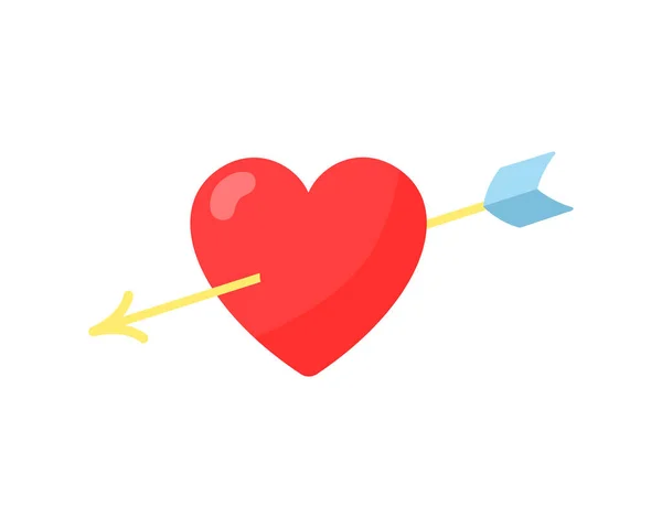 Coeur percé d'une flèche icône plate, Saint Valentin et romantique, signe d'amour. — Image vectorielle