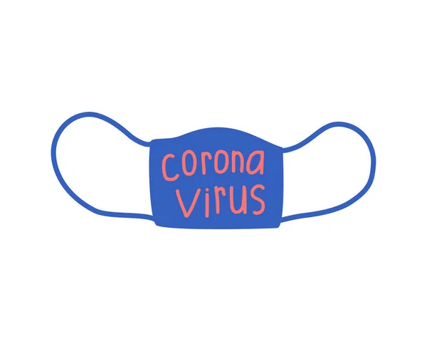 Maschera medica con l'iscrizione coronavirus, isolato su bianco. — Vettoriale Stock