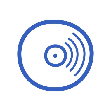 Doğrusal vinil kayıt simgesi beyazda izole edildi.