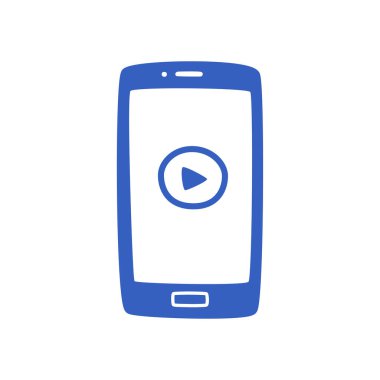 Ekranda çalma simgesi olan telefon beyazda izole edilmiş, akıllı telefonunuzdan müzik dinleyin..