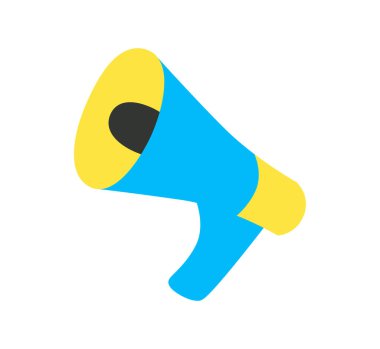 Beyaz arkaplanda izole edilmiş megafon simgesi.