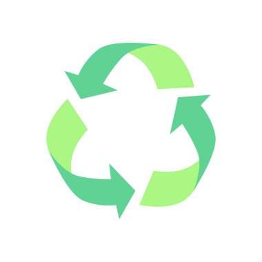 Yeşil oklar beyaz arkaplanda izole edilmiş eko sembolünü geri dönüştürür.