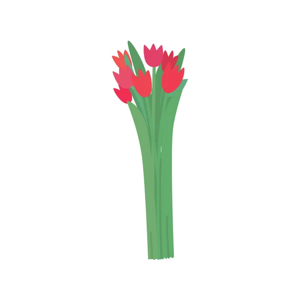 Mignon bouquet de tulipes isolées sur blanc. Illustration moderne à la main. — Image vectorielle