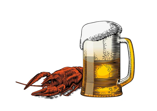Beer mug and crawfish — Stock Illustration Beer mug and crawfish Royalty Free Stock Vectors