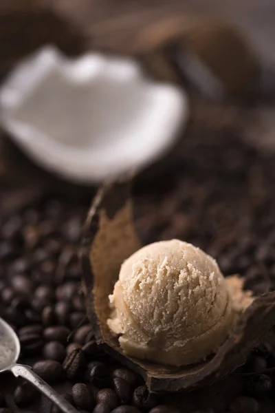 Coffee and coconut ice cream