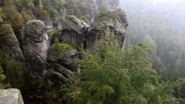 Formasi batu Bastei di Taman Nasional Swiss Saxon, Jerman — Stok Video