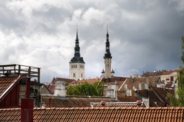 eski kentin çatıları görüntüleyin. Tallinn. Estonya.