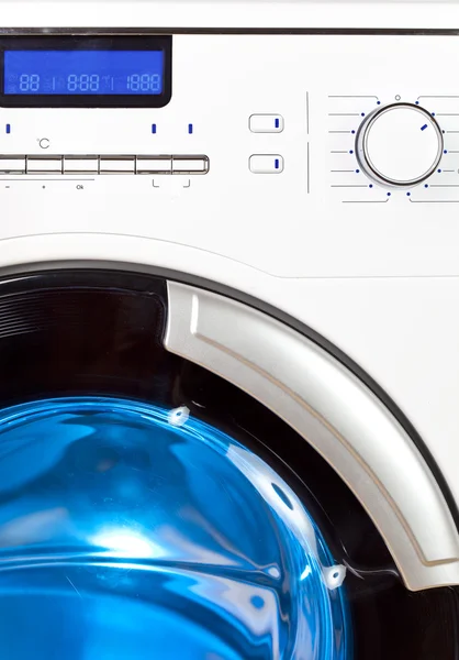 The washing machine - a close up of the display, the manhole and a choice of program — Stock Photo, Image