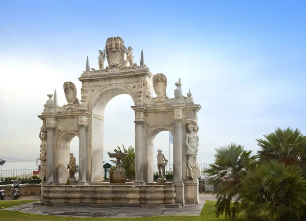 Immacolata Fountain at the seaside in Naples - Italy — Stock Photo, Image