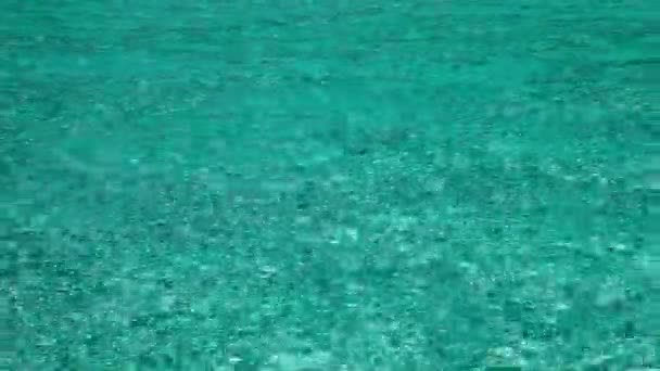 Case sopra trasparente tranquillo mare acqua-paradiso tropicale, Maldive — Video Stock