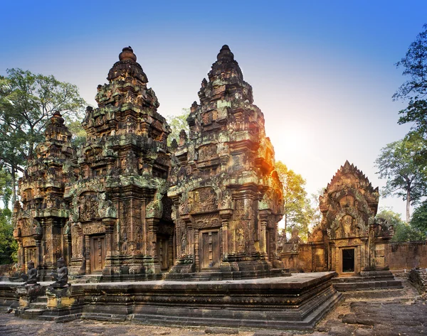 Banteay Endre templom romjai (x. század), a naplemente, Siem Reap, Kambodzsa — Stock Fotó