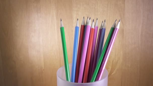 Black lead pencils with bright coloring of wooden — Stock Video