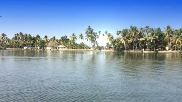 India. Casa flotante en Kerala remansos — Vídeos de Stock