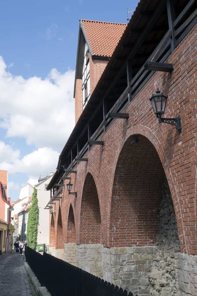 Muralha Vermelha Fortaleza Medieval Riga Letónia — Fotografia de Stock