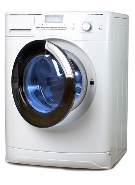 Tvättmaskinen på en vit bak — Stockfoto