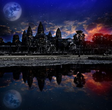 Angkor wat gündoğumu, Siem reap, Kamboçya, 1992 yılında Unesco Dünya Mirası listesinde yazılı. Nasa tarafından döşenmiş bu görüntü unsurları.