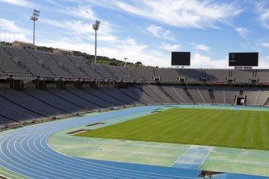 Estadi Olimpic Lluis şirketlerinin (Barselona Olimpiyat Stadyumu) Barcelona, İspanya.
