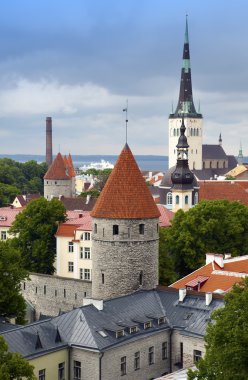 eski kentin çatıları görüntüleyin. Tallinn. Estonya.