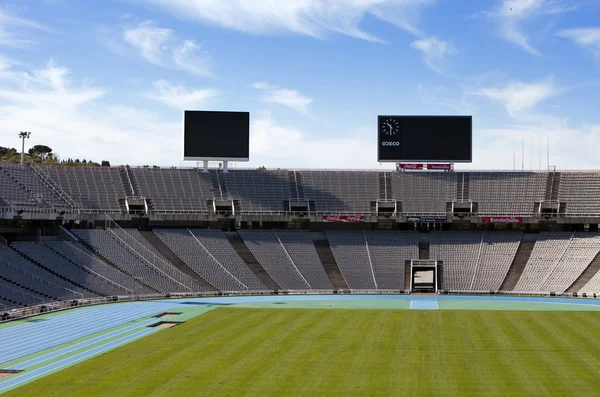 BARCELONA, SPAIN - MAY 10 Board above empty tribunes on Barcelona Olympic Stadium on May 10, 2010 in Barcelona, Spain. — Stock Photo, Image