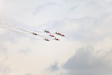 Barcelona-Mayıs 9: Air show gökyüzünde 9 Mayıs 2010 tarihinde Barcelona, İspanya