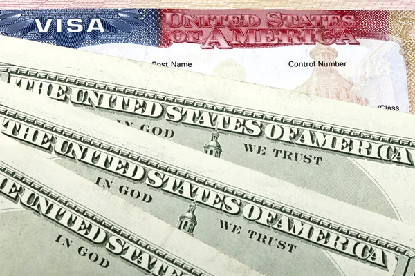Az amerikai vízumot, és az USA dollár — Stock Fotó