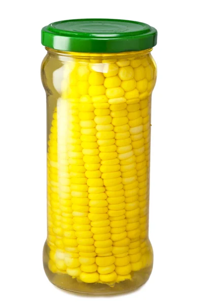 El maíz conservado en un frasco de vidrio —  Fotos de Stock