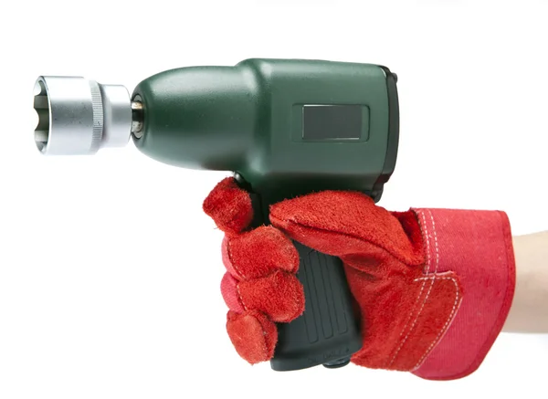The hand holds air impact wrench — Stock Photo, Image