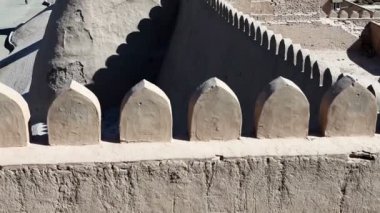 Eski şehrin sokaklarında havadan görünümü. Özbekistan. Hiva.