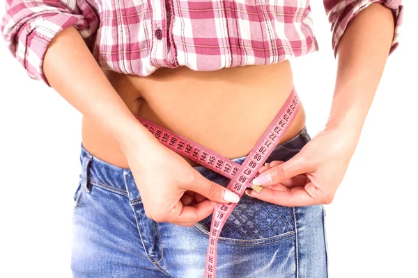 Slim Fit Diet Weight Measuring Waist — Stock Photo, Image