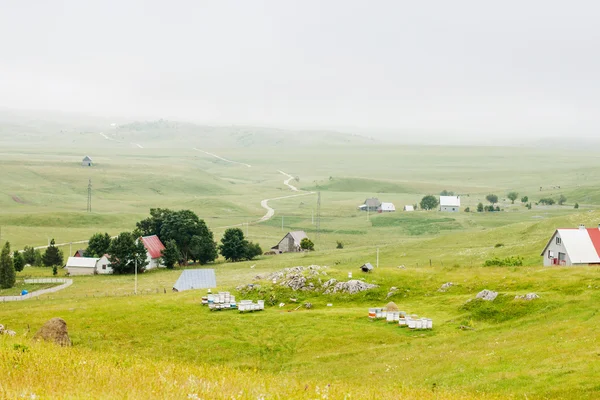 Сельский дом в зеленой долине — стоковое фото