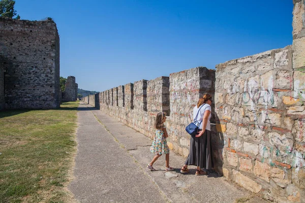 Smederevo Fortress. Medieval fortified city. Family travel. Located on the right bank of the Danube river. Smederevo, Serbia.