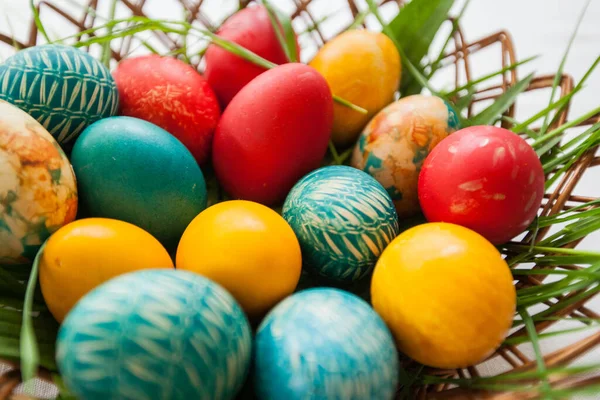 Colección Huevos Pascua Pintura Hecha Mano Pascua Ortodoxa Huevos Tradicionales — Foto de Stock