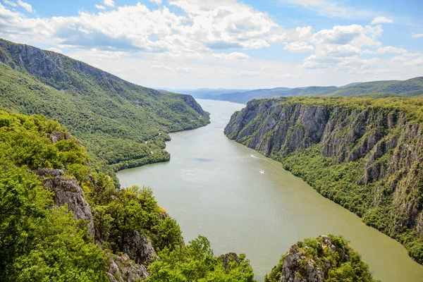Панорамный Вид Удивительное Ущелье Реке Дунай Точки Зрения Сербской Стороны — стоковое фото