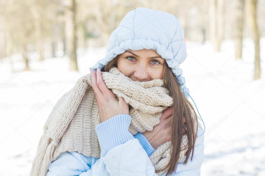 Winter Portrait of Young Woman Outdoor