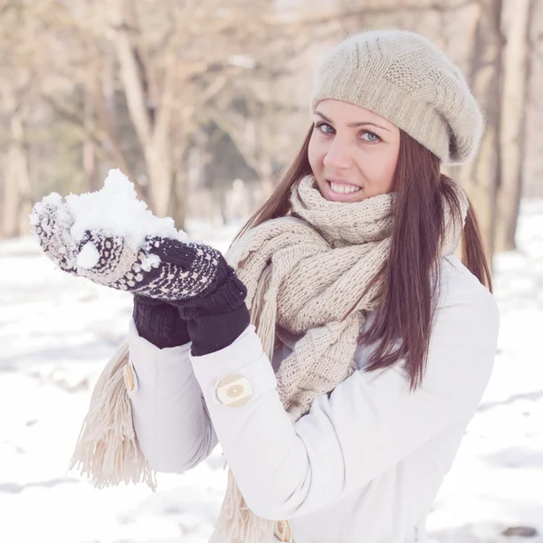 Happy Beautiful Winter Woman — Stock Photo, Image