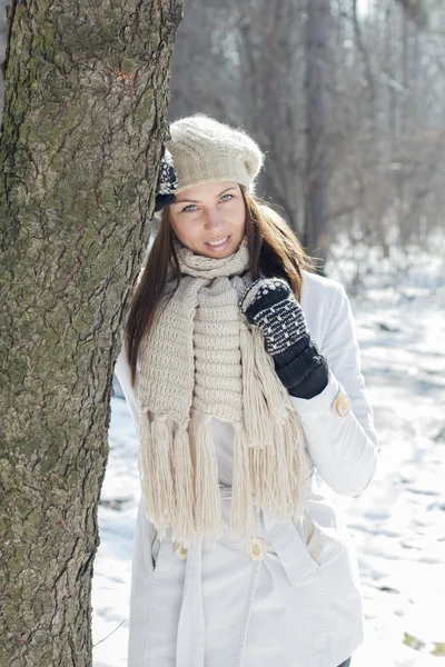 Smiling Lovely Young Woman Winter Portrait — Stock Photo, Image