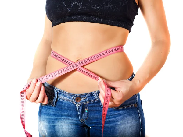 Slim Fit Diet Weight Measuring Waist — Stock Photo, Image