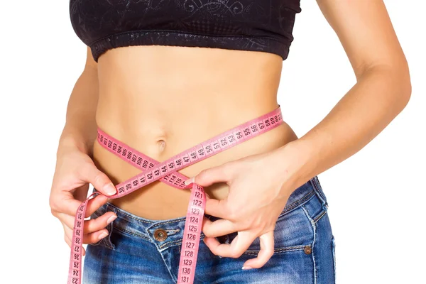 Slim Fit dieta wagi pomiar talii — Zdjęcie stockowe