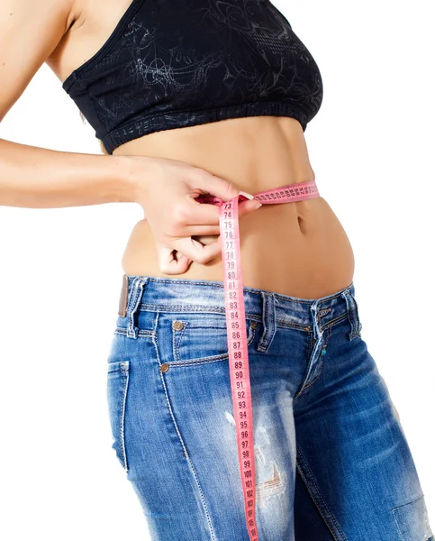 Slim Fit Diet Weight Measuring Waist — Stock Photo, Image