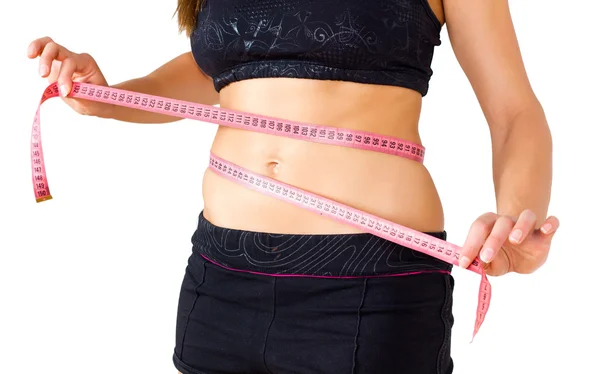 苗条的健康的饮食体重测量腰 — 图库照片