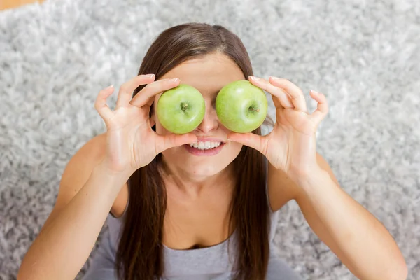 Grüner Apfel gesunde Nahrung — Stockfoto