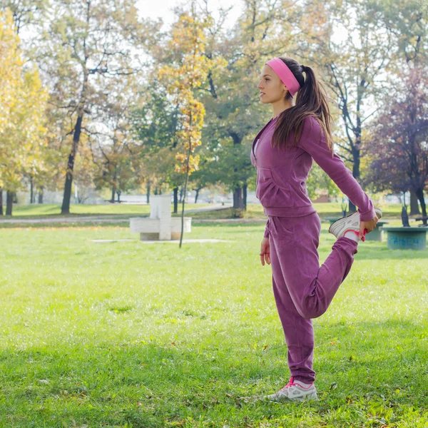 Fitness Young Woman Training Outdoor — Stock Photo, Image