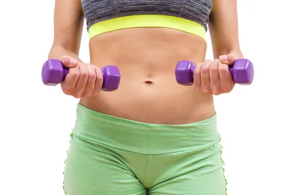 Fitness Slim nő képzés a súlyzó — Stock Fotó